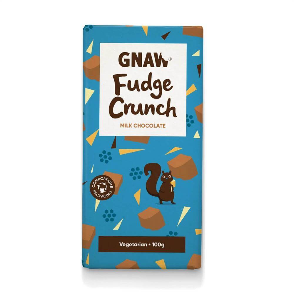 Gnaw Fudge Crunch Milk Chocolate Bar 100g